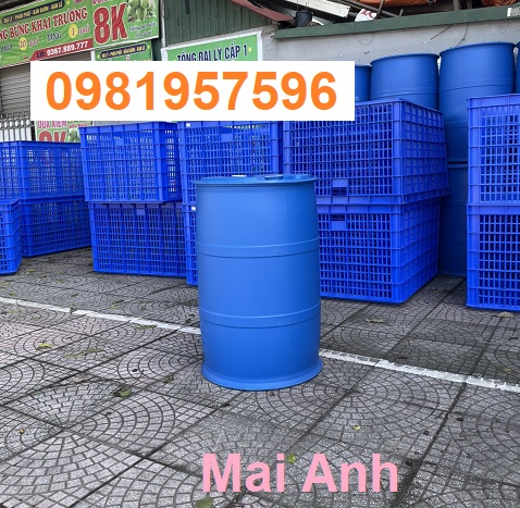 Thùng phuy nhựa cũ 200l, phi nhựa 200l, phuy nhựa làm bè